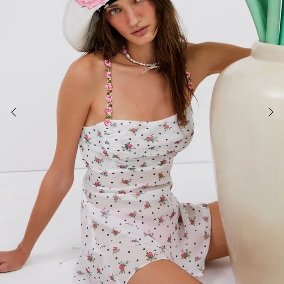 knee length dresses for ladies Petal & Pup Gabrielle Polka Dot Halter Minidress in Black Polka Dot at Nordstrom, Size Large main image 0